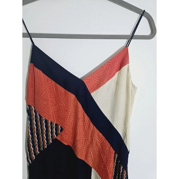 Diane Von Furstenberg Frederica Silk Color Block V-Neck Slip Dress 4 Small S - Picture 4 of 13